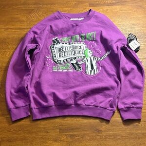 BeetleJuice Purple Graphic Pullover Sweater NWT